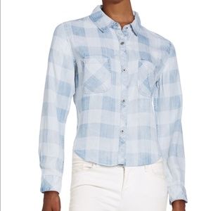 Rails Cropped Buffalo Print Blouse Medium